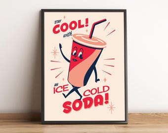Retro frisdrankpop-artprint: Americana-filmposter uit het midden van de eeuw