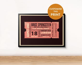 Personalisierter Gig Ticket Print: Konzert Gedenkgeschenk (A3, A2)