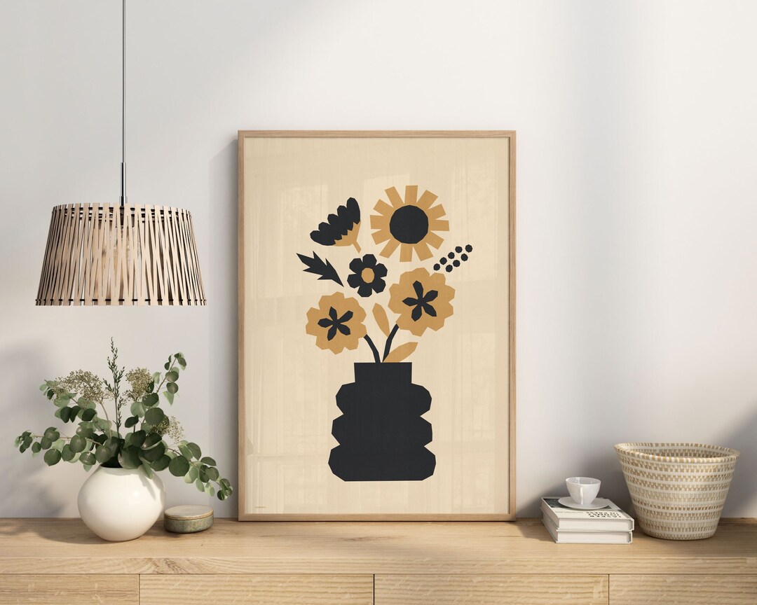 Mid Century Modern Flower Print: Retro Floral Stem Wall Art - Etsy