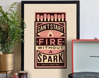 Dancing in the Dark Bruce springsteen lyrics vintage matchbox Typographic Art Print