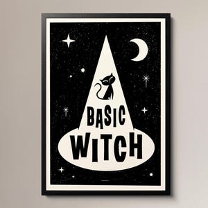 Stampa base di una strega: gatto di Halloween che si illumina al buio (A4, A3, A2, A1)