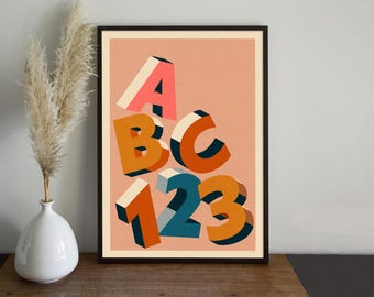 Impression d'art ABC Kids Block : affiche éducative moderne