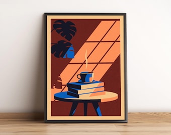 C'est l'heure du thé, un rat de bibliothèque qui lit un thé confortable pour un amateur de café Impression artistique