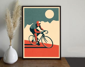 Impression d'art Tour de France à vélo : design minimaliste du drapeau français