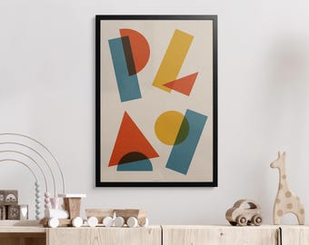 Impression d'art de salle de jeux de style Bauhaus - Déco moderne pour enfants