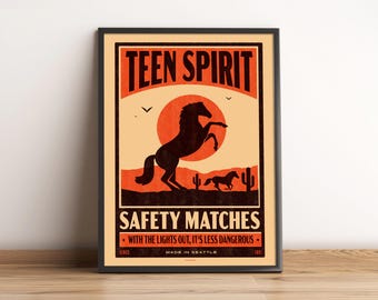 Teen Spirit - Boîte d'allumettes vintage rétro Nirvana Impression artistique