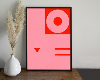 Impression minimaliste de chat : art abstrait chaton LOVE, portrait d'animal de compagnie moderne