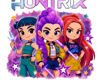 Huntrix Anime Girls clipart,  Girly png, svg Bundle, Colorful Cartoon Besties Graphic, Cute Kids Characters Sublimation Design, Printable