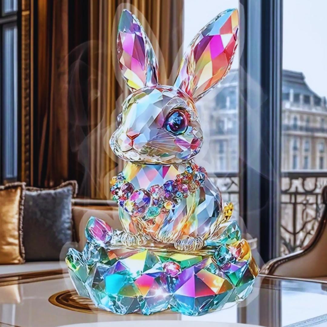 Easter Crystal Rabbit Crystal Rainbow Easter Bunny Rabbit Statue Ornament Home Decoration - Etsy