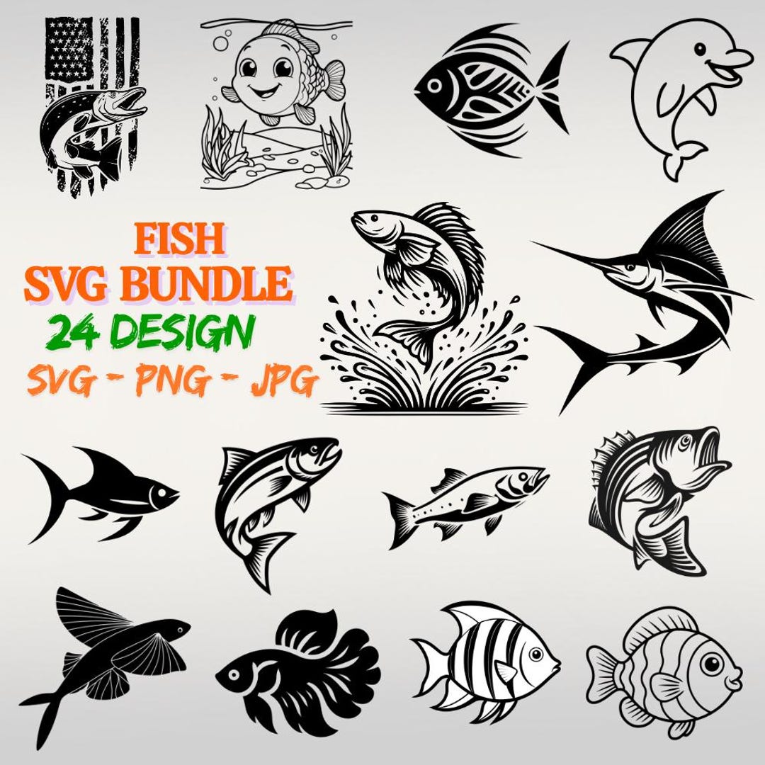 Fish SVG Bundle – Design 24 – Magical Ocean Fish Cut Files – Marine ...