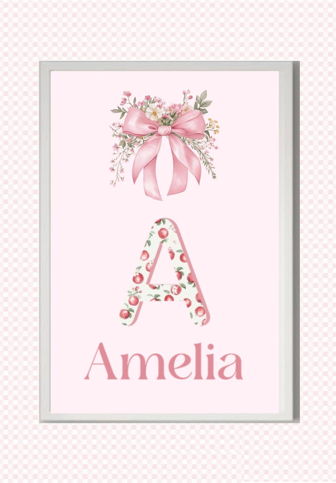 Personalised Name Nursery Wall Art – Floral Initial Print for Baby Room ...