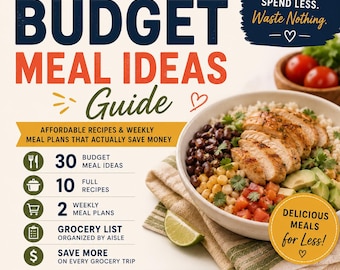 Budget Meal Ideas Guide | Printable Meal Planner, Recipes (Digital Download)