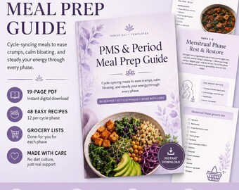 PMS Period Meal Prep Guide | Cycle Syncing Recipes, Hormone Balance (Digital Download)