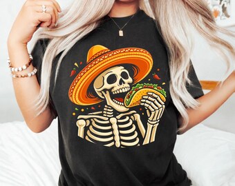 Skeleton Eating Tacos Cinco De Mayo Fiesta Mexican Festival PNG: Funny Skull Food Celebration Party png Humor Clipart (Digital Download)