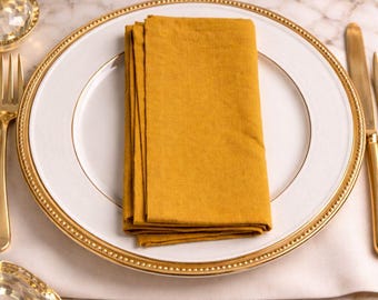 Mustard Cotton Napkins Set | Luxury Napkin | Neutral Wedding & Dinner Table Decor | Handmade Napkins