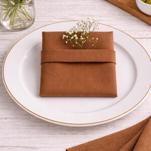 Coco Brown Cotton Napkins Set, Reusable Cloth Napkin ,  Wedding & Dinner Party napkins ,