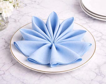 Sky Blue Cloth Napkins –  Reusable Fabric Napkin, Wedding Table Decor, Farmhouse Table Setting,