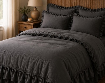 3 Pcs Luxury Ruffle duvet cover, Boho Bedding set, Comforter Cover With Pillow