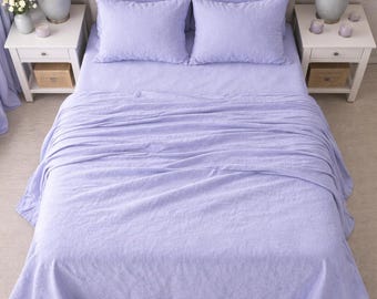 Lavender Bed Sheets Set, Soft Purple Bedding, Minimalist Bedroom Decor, Pastel Lilac Linen Look,