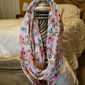 Pink Floral Jersey Knit Infinity Scarf, Toddler, Child, Teen, Adult
