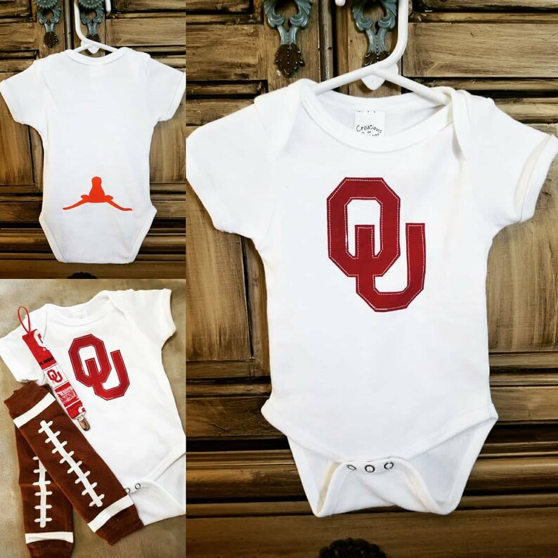 KIDS OU Sooners logo lines onesie red main image 0