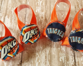 Barefoot Sandals - OKC Thunder Baby Fabric Flower - Shabby Chic