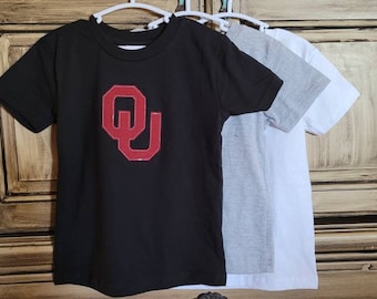 OU Sooners T-Shirt, Toddler OU Tshirt, Boys ou Shirt, Girls ou Shirt, Black, Gray, White