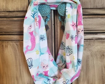 Kids Mermaid Infinity Scarf, Mommy Daughter Set, Toddler, Adult