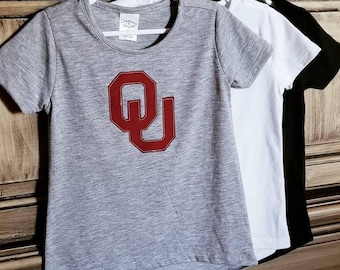 OU Sooners Shirt, Hi-Lo OU Shirt, Toddler OU Shirt, Girls ou Shirt, Black, Gray, White