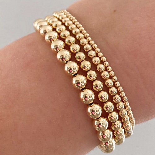 14k Gold Filled Beaded Bracelets 2.5 3mm Gold Ball Beads - Etsy
