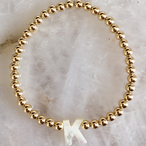 4mm 14k Gold Filled Personalized Beaded Bracelet Name Etsy