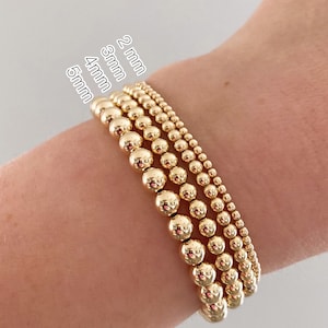 14k Gold Filled Beaded Bracelet 2mm, 3mm, 4mm, 5mm Gold Ball Beaded Bracelets image 3