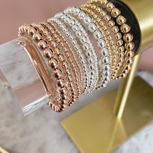 14k Gold Filled Beaded Bracelet 2mm, 3mm, 4mm, 5mm Gold Ball Beaded Bracelets image 4