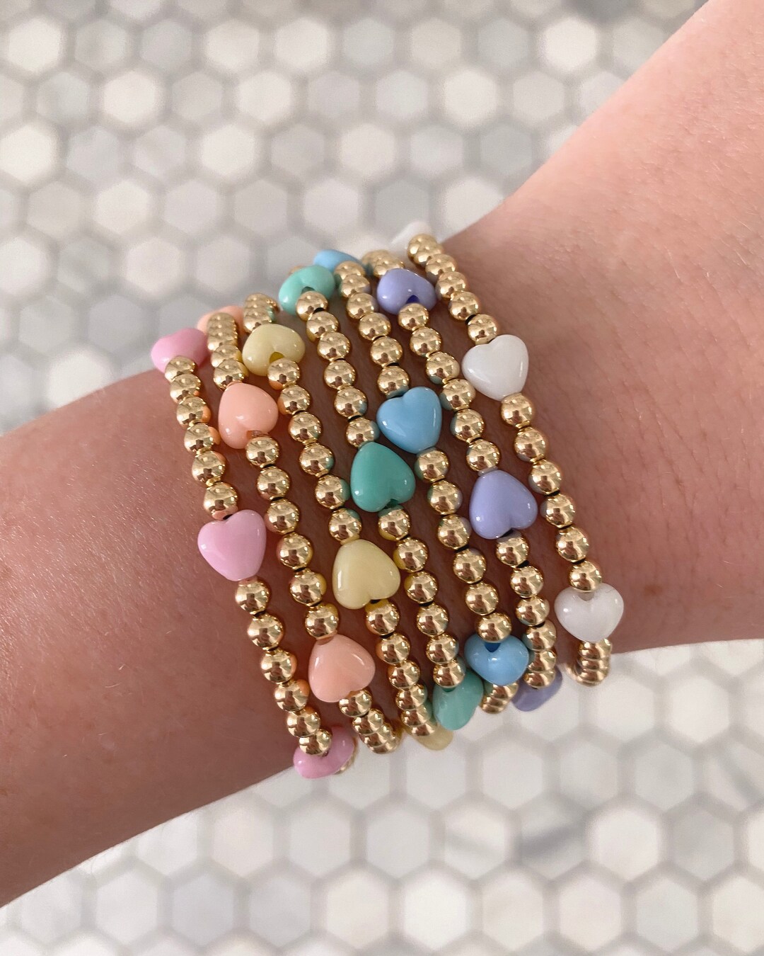 ◇ENGBROX◇ orbit beads heart bracelet Single Heart SM | Beaded Opal Bracelet – Bara Boheme