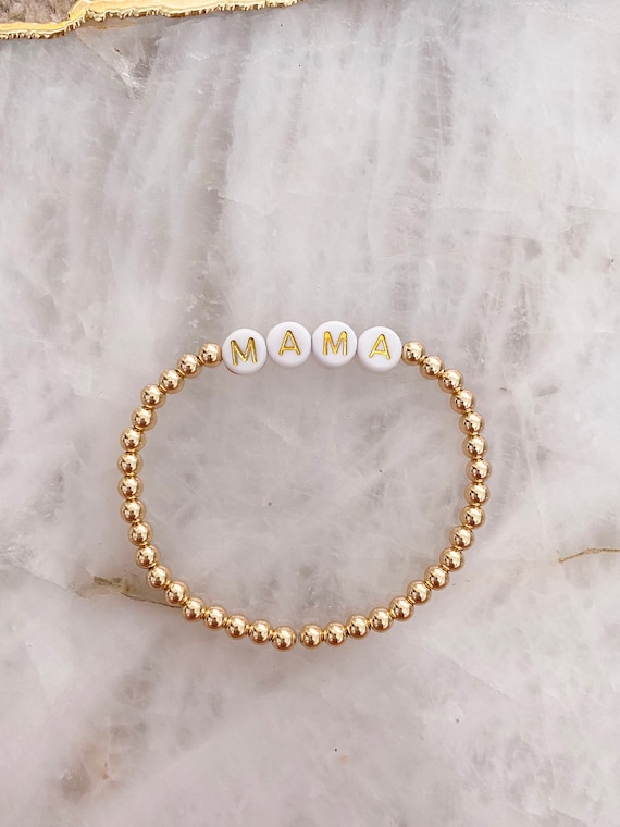 4mm 14k Gold Filled Personalized Beaded Bracelet Alphabet