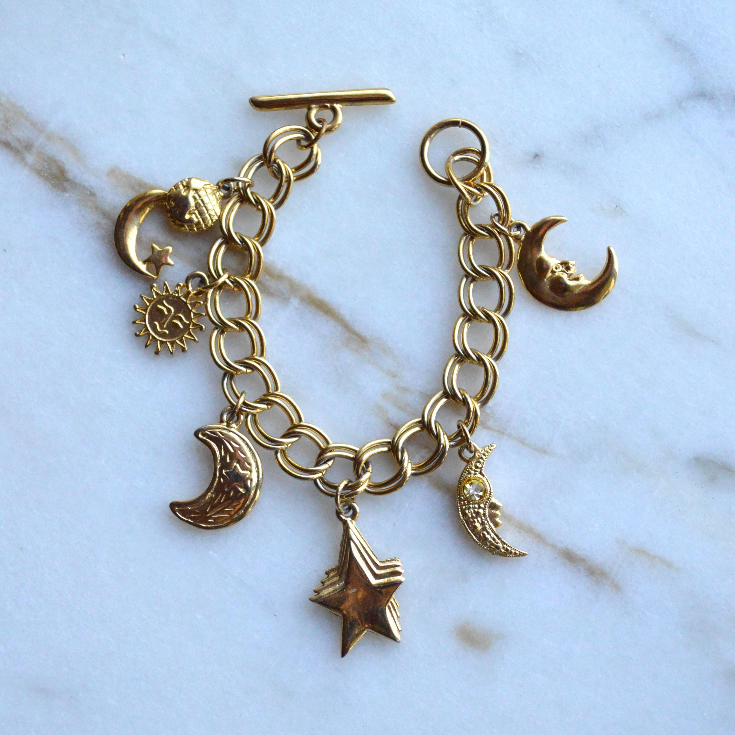 Vintage Moon and Star Bracelet - Etsy