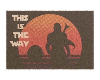 Wycieraczka z sylwetką zachodu słońca w Mandalorianinie i Grogu | „This Is The Way”
