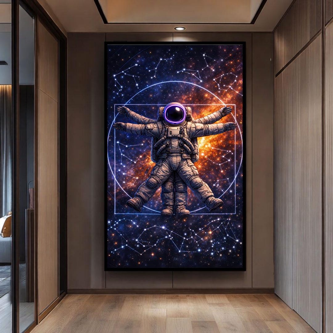Sci Fi Renaissance Space Poster, Vitruvian Man Astronaut Wall Art ...