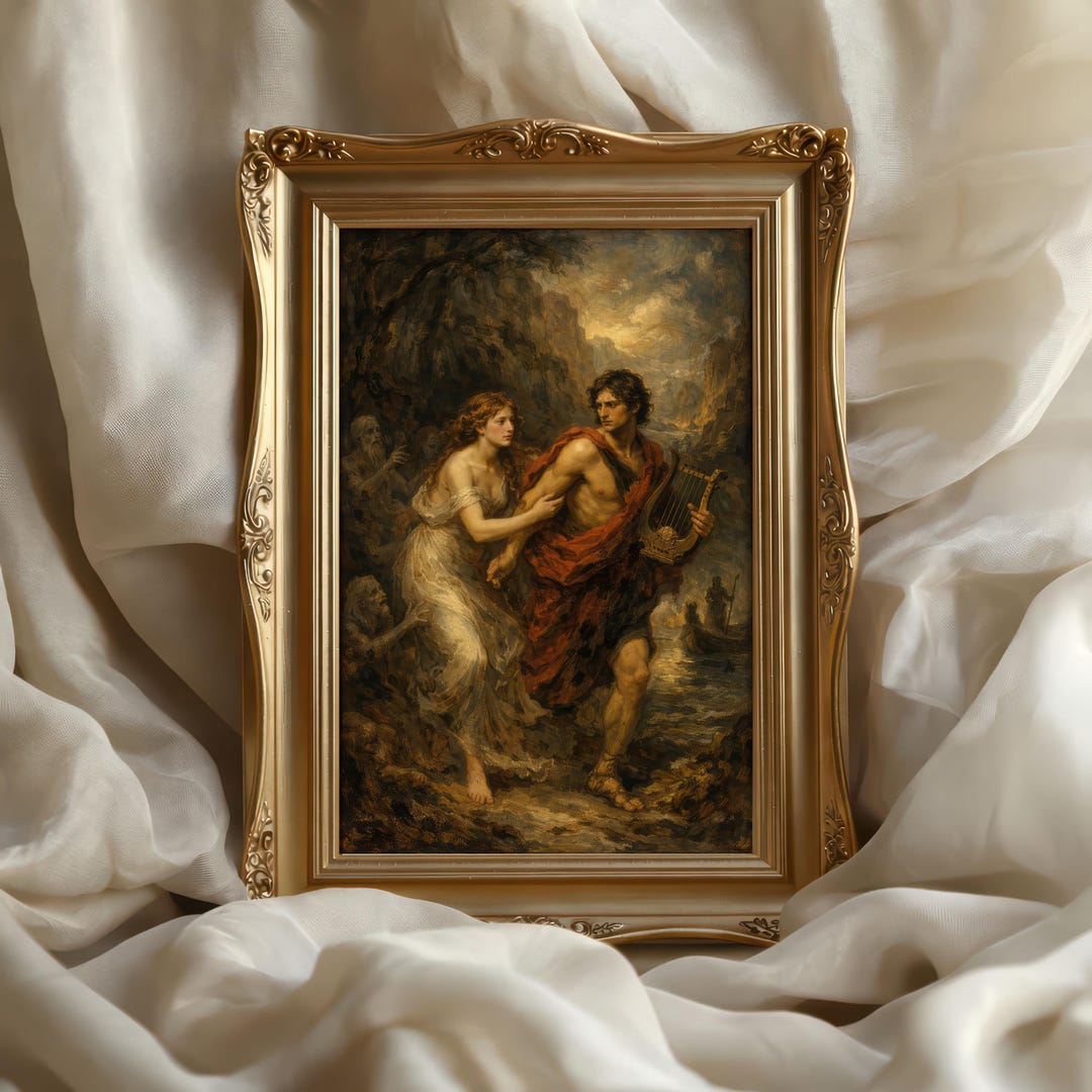 Romantic Oil Painting | Orpheus & Eurydice Poster | Greek Mythology ...