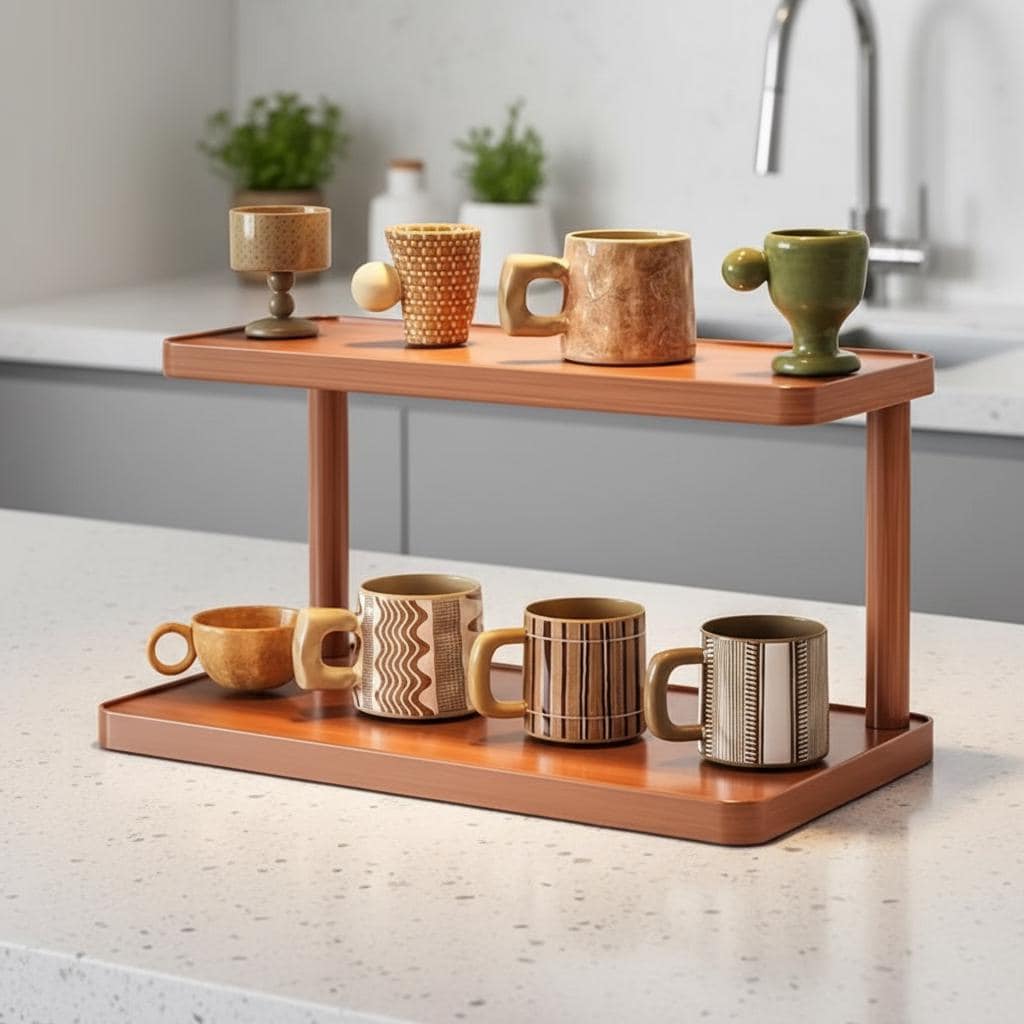 Mug Display Risers 2 Tier Wooden Mug Display Rack, Coffee Bar Counter Organizer - Etsy