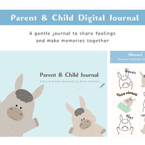 Momo donkey Parent Child Journal for GoodNotes, Digital Kids Journal PDF, Family Communication Journal, Printable Writing for Kids