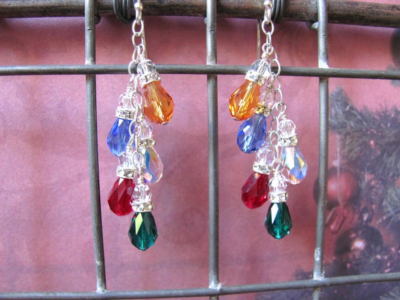 Christmas Lights Earrings Holiday Earrings Swarovski | Etsy