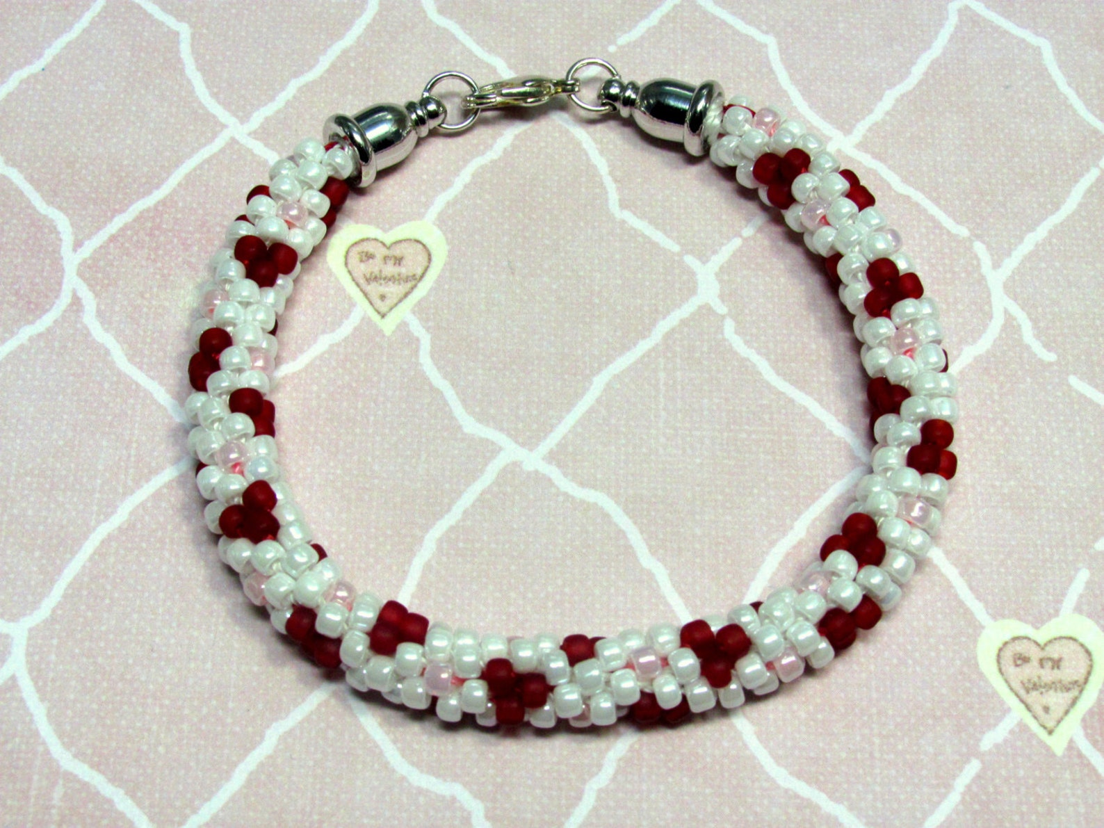 Heart Kumihimo Bracelet Red Heart Bracelet Valentine Etsy