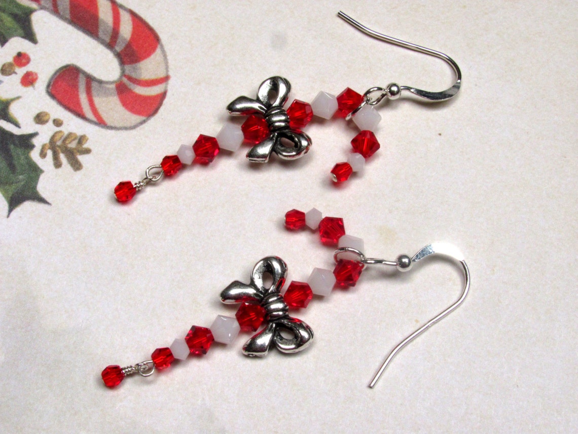 Candy Cane Earrings Christmas Earrings Holiday Earrings Etsy