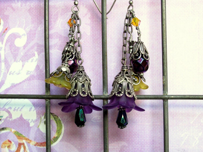 Purple Lucite Flower Earrings Lucite Flower Earrings | Etsy