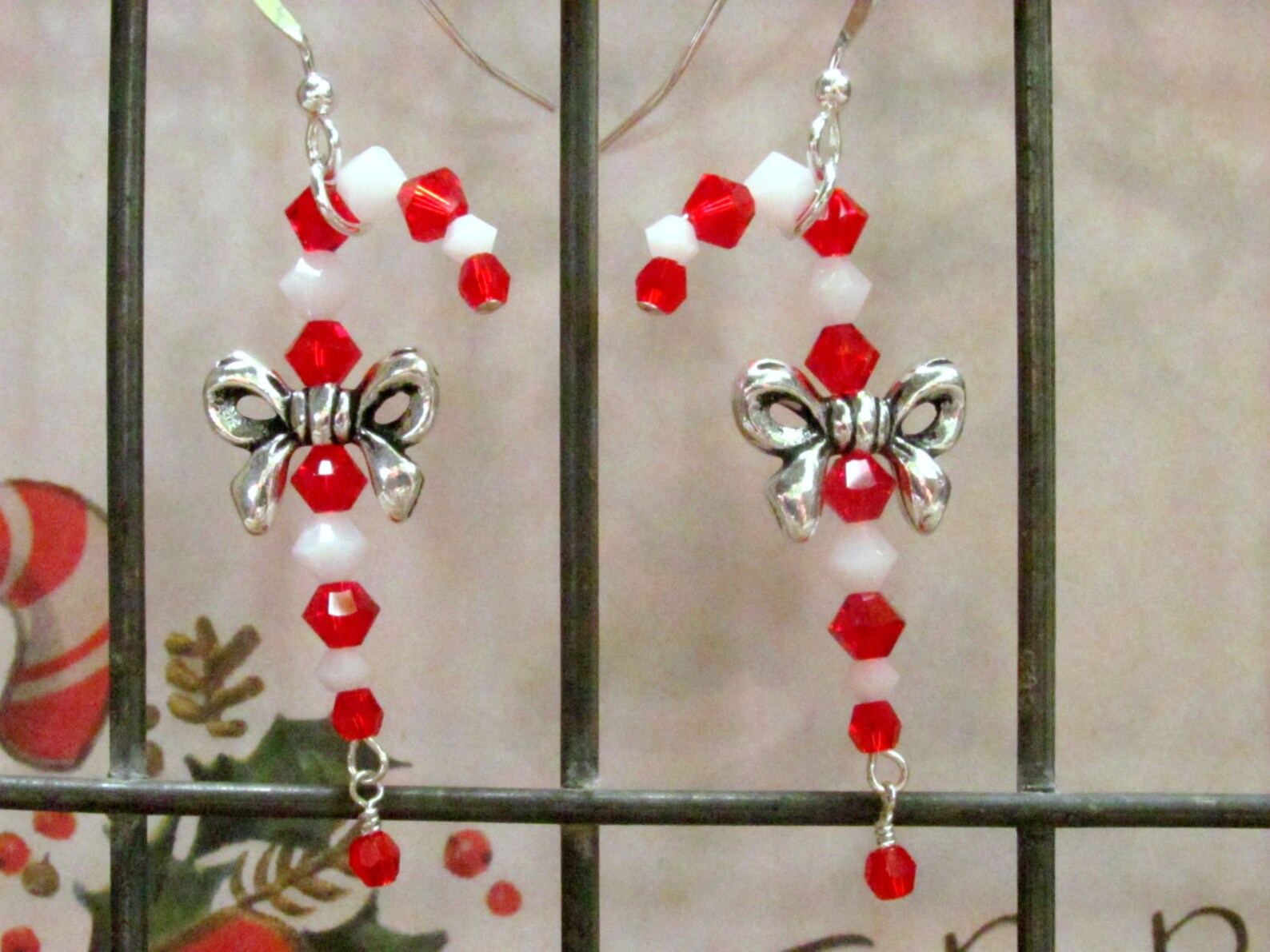 Candy Cane Earrings Christmas Earrings Holiday Earrings Etsy