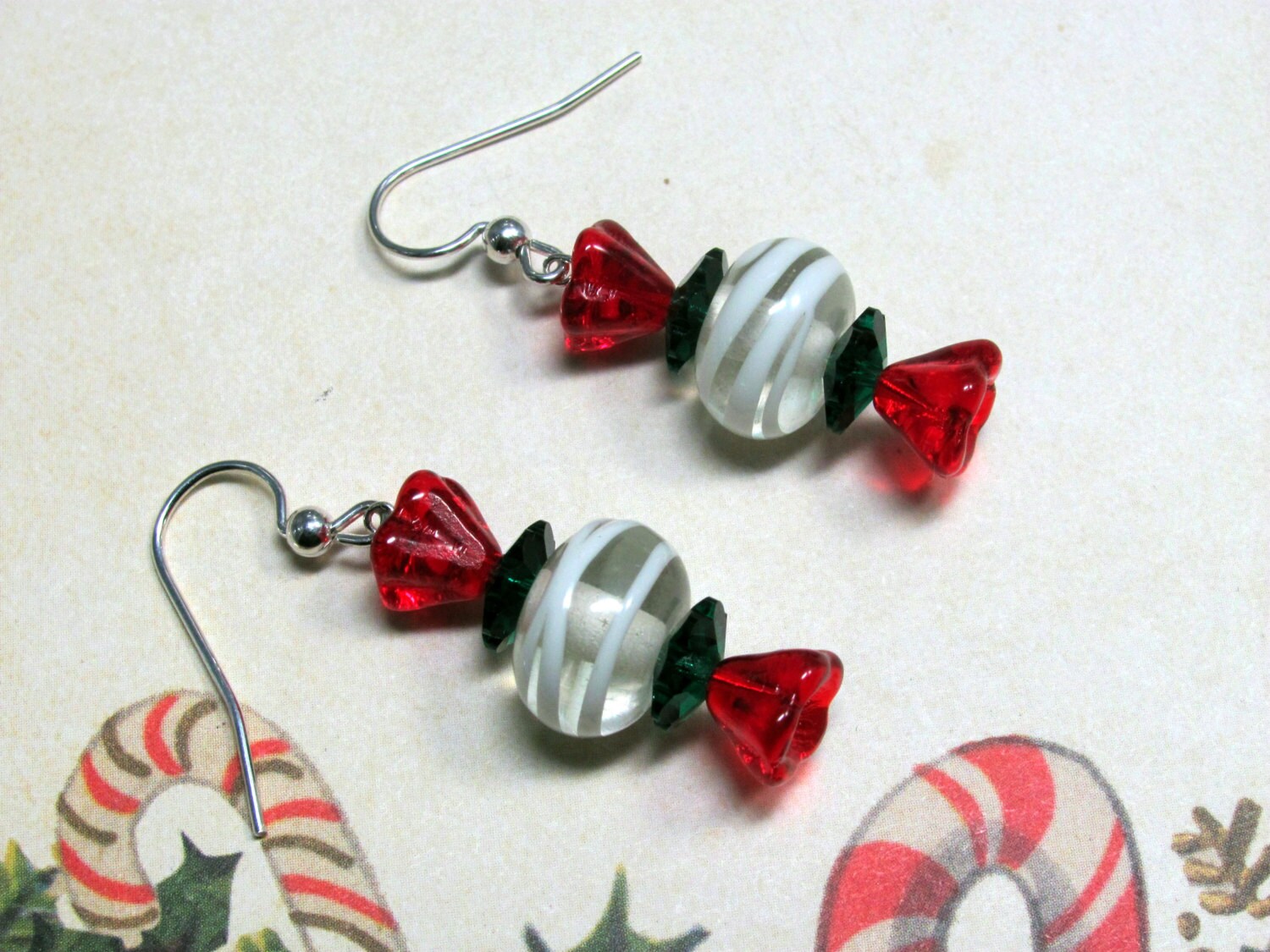Christmas Candy Earrings Candy Earrings Red Earrings Etsy