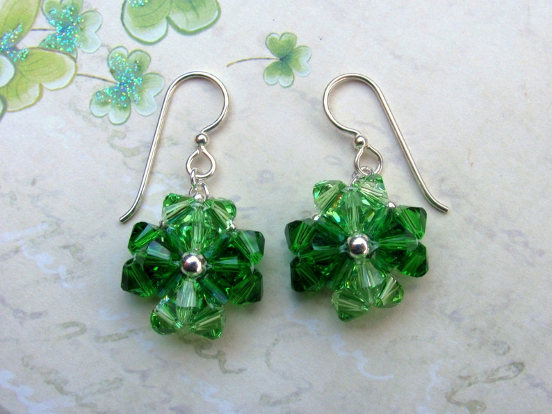 Crystal Clover Earrings Swarovski Crystals Shamrock Etsy