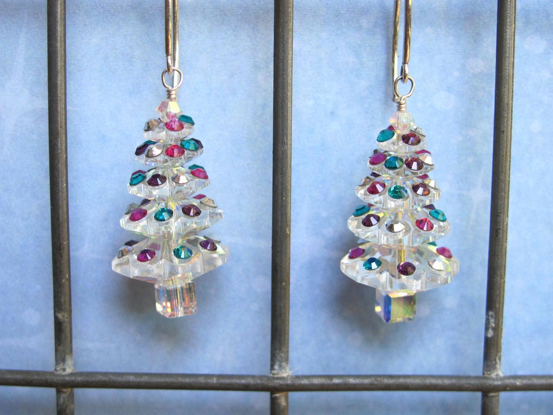 Christmas Tree Earrings Holiday Earrings Dangle Earrings Etsy