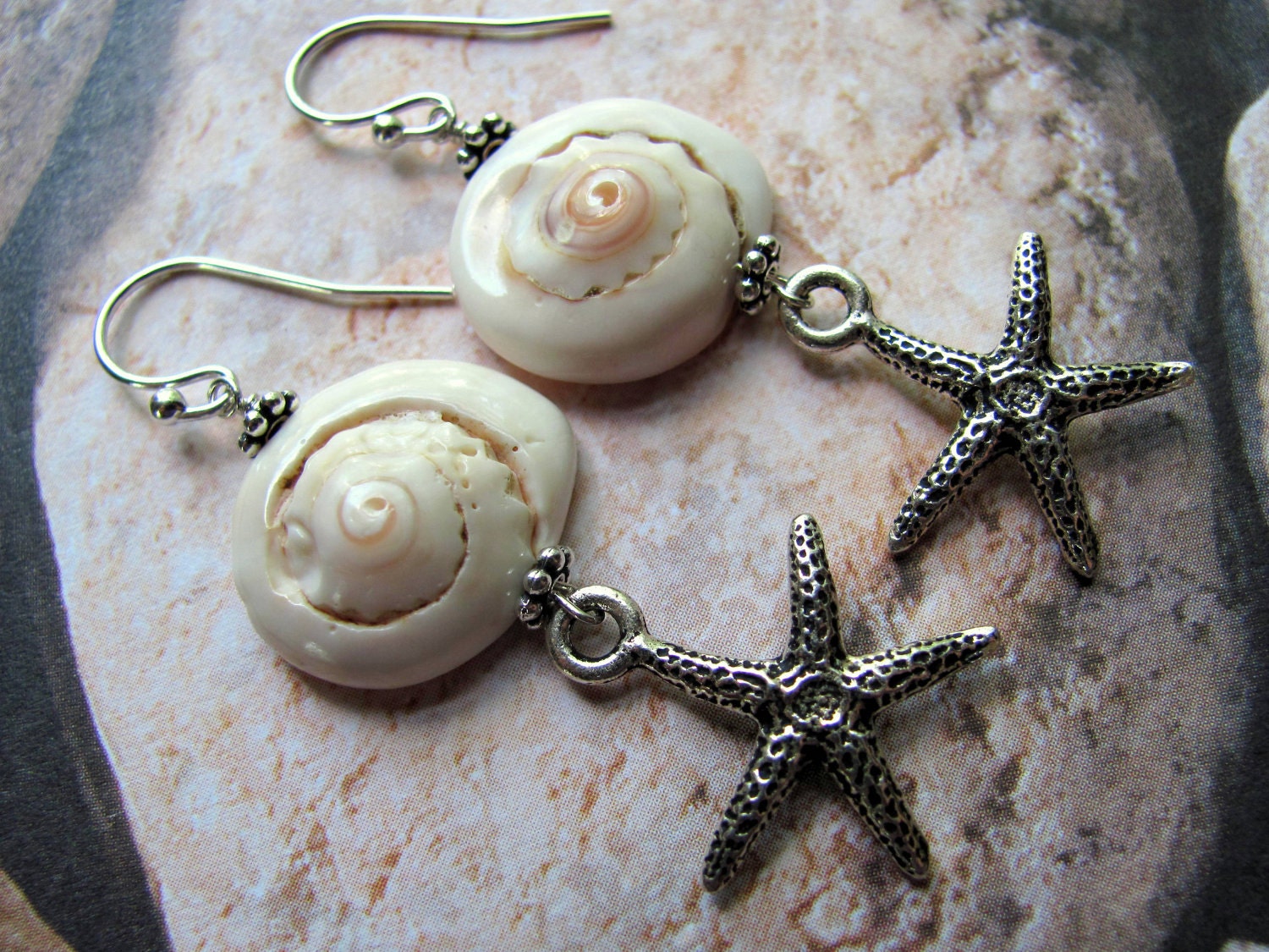 Sea Shell Earrings Shell Earrings Starfish Earrings Beach Etsy